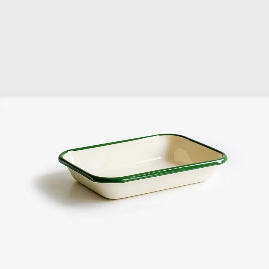 Enamel Baking Tray Ivory Green The Axe Wellington