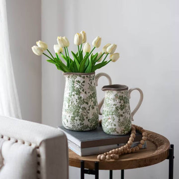 Ceramic Pitcher - Green Floral