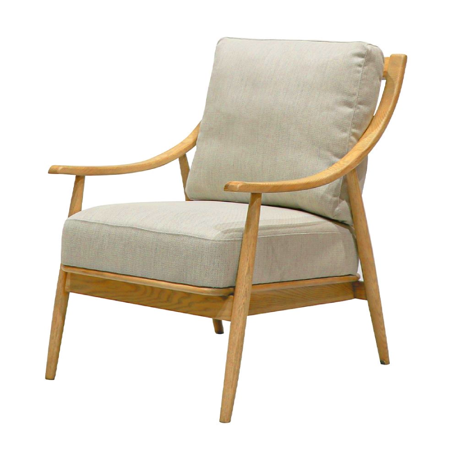 Greer Armchair - Light Grey with Natural Frame