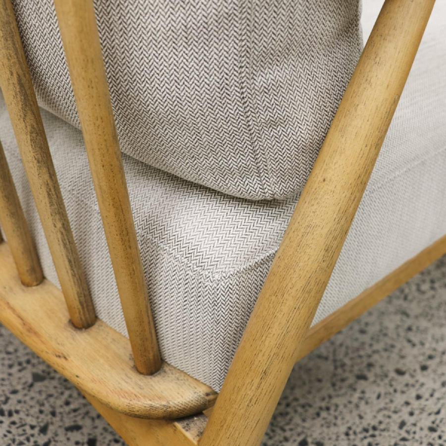 Greer Armchair - Light Grey with Natural Frame