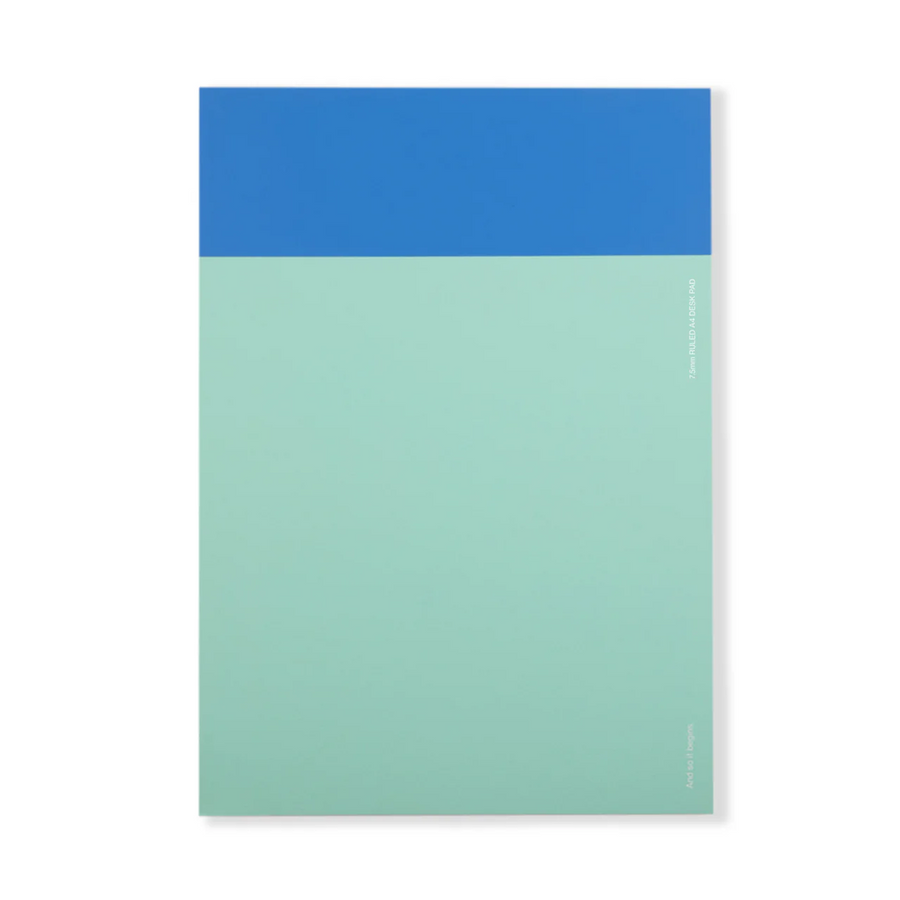 A4 Ruled Desk Pad - Blue & Mint