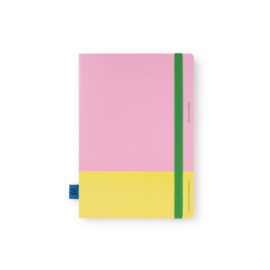 A5 Ruled Bound Notebook - Pink and Yellow