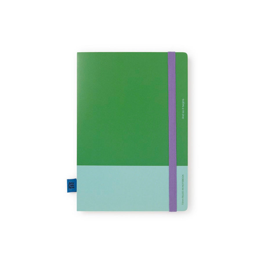 A5 Ruled Bound Notebook - Sky and Green