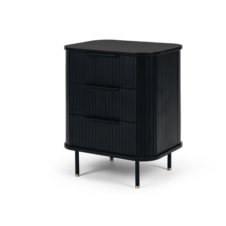 Awa 3 Drawer Bedside - Black Oak