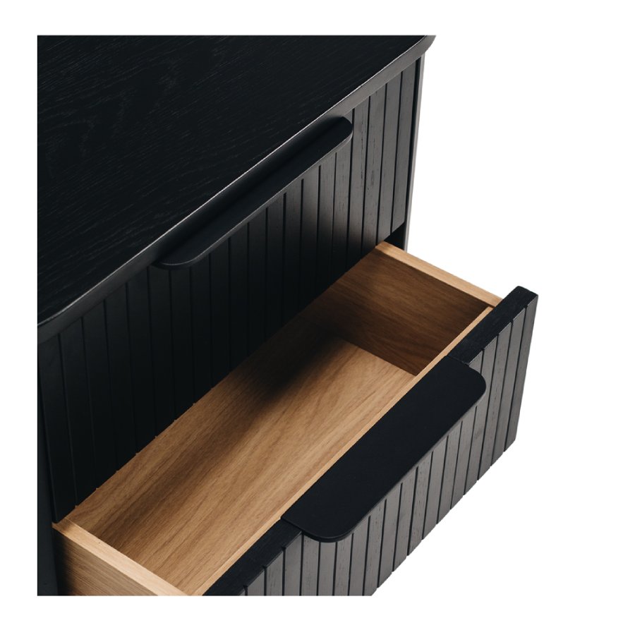 Awa 3 Drawer Bedside - Black Oak