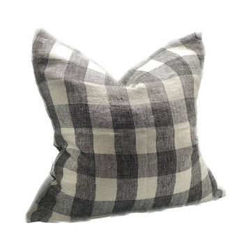 Check Cushion - Ivory / Charcoal