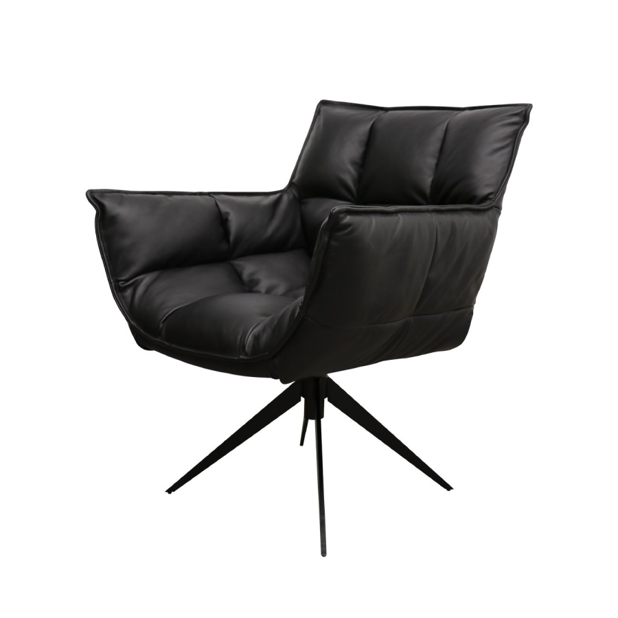 Dallas Swivel Armchair - Black Leather