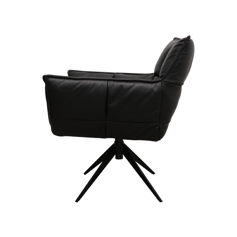 Dallas Swivel Armchair - Black Leather