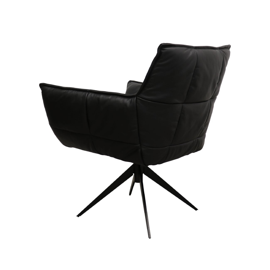 Dallas Swivel Armchair - Black Leather