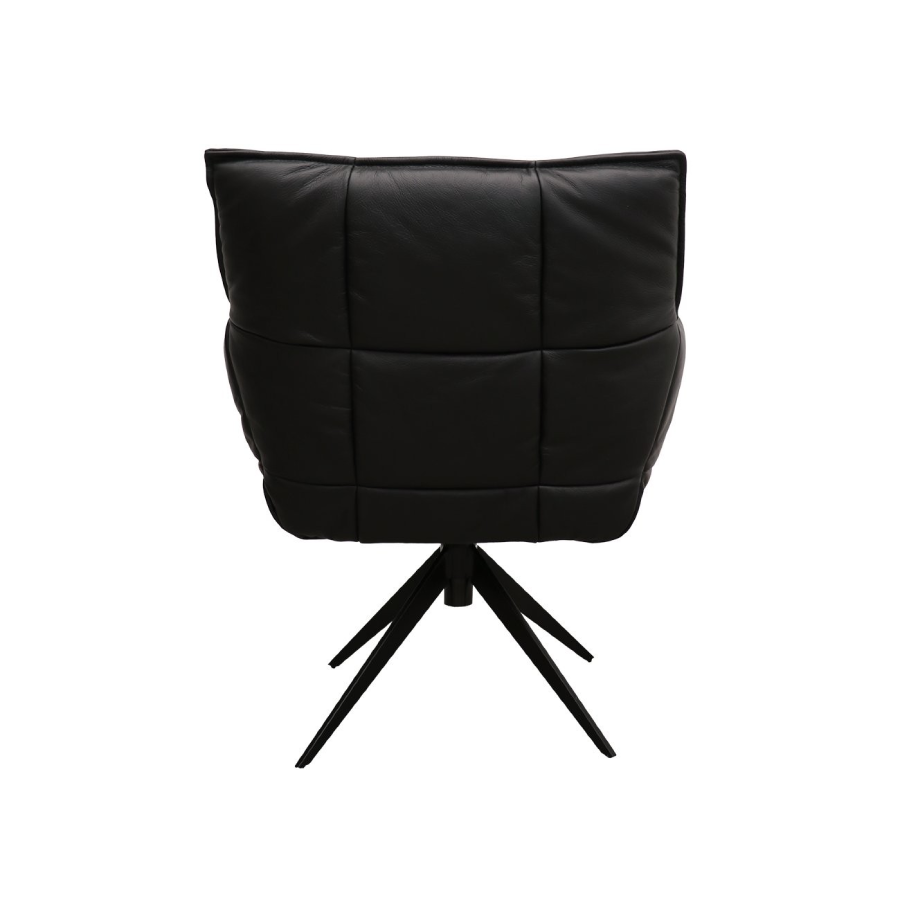 Dallas Swivel Armchair - Black Leather