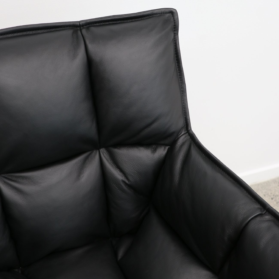 Dallas Swivel Armchair - Black Leather