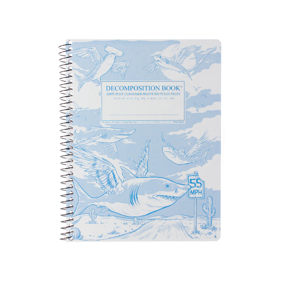 Decomposition Spiral Notebook - Flying Sharks