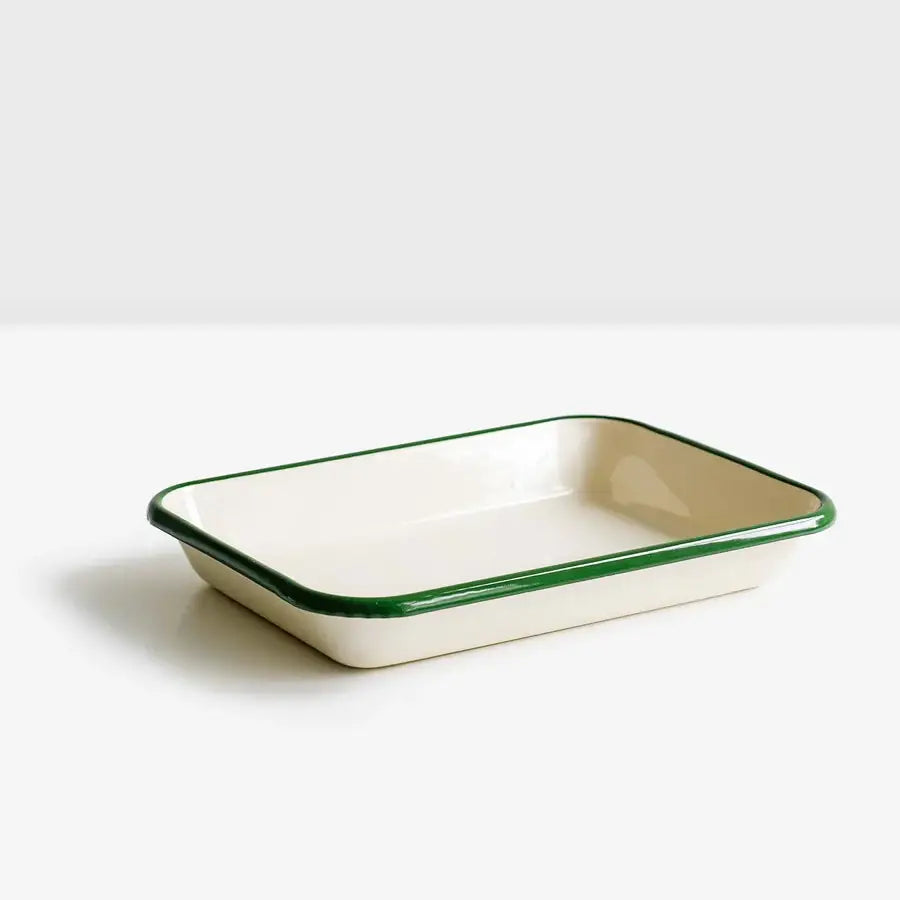 Enamel Baking Tray Ivory Green