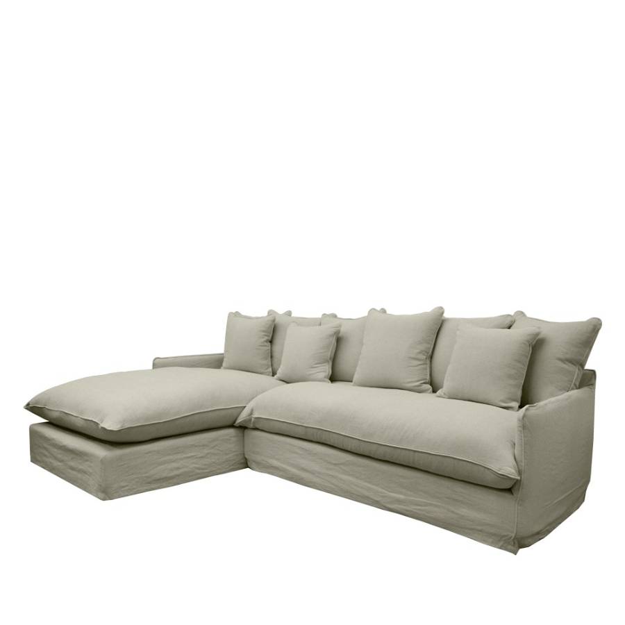 Hokio 3.5 Seat Slipcover Sofa with Chaise - Khaki