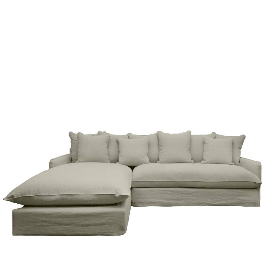 Hokio 3.5 Seat Slipcover Sofa with Chaise - Khaki