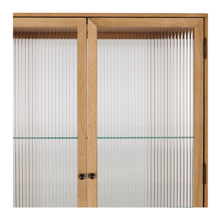 Kaihu Fluted Glass Highboard - Natural Oak