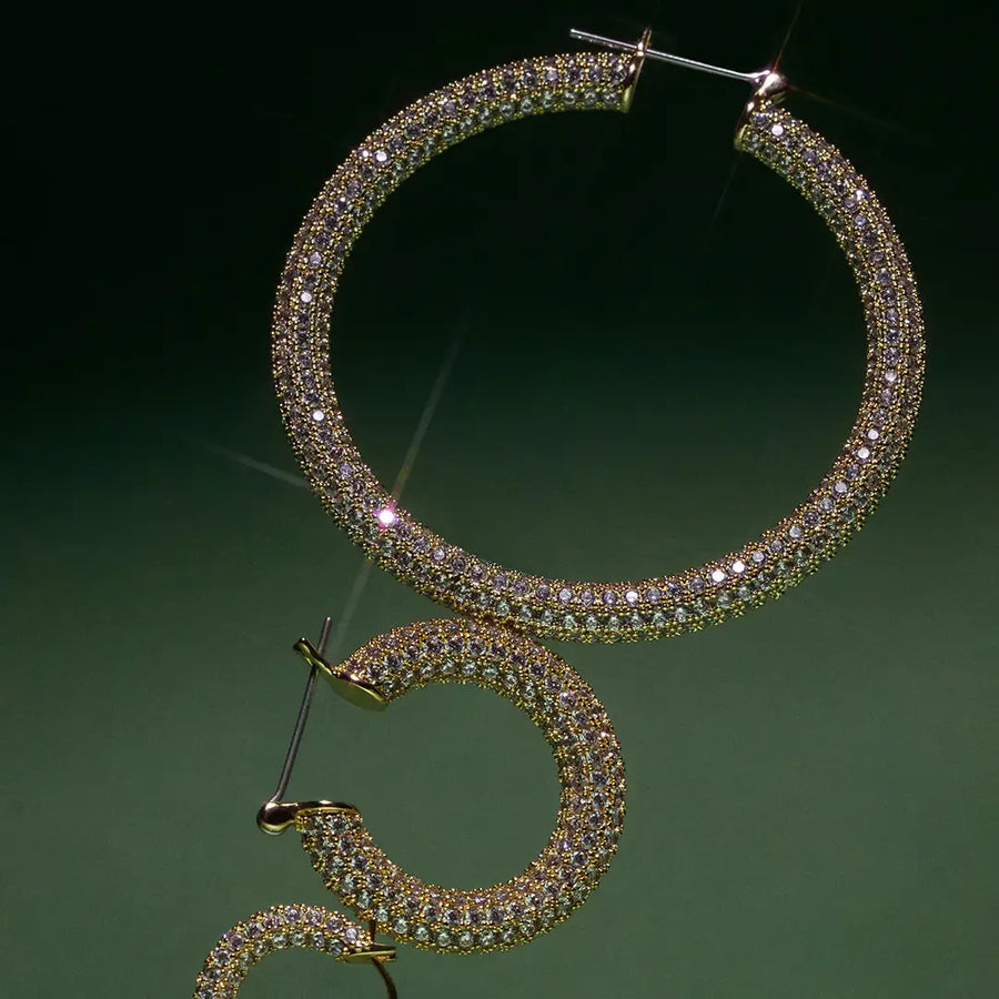 Pave Amalfi Hoops - Gold