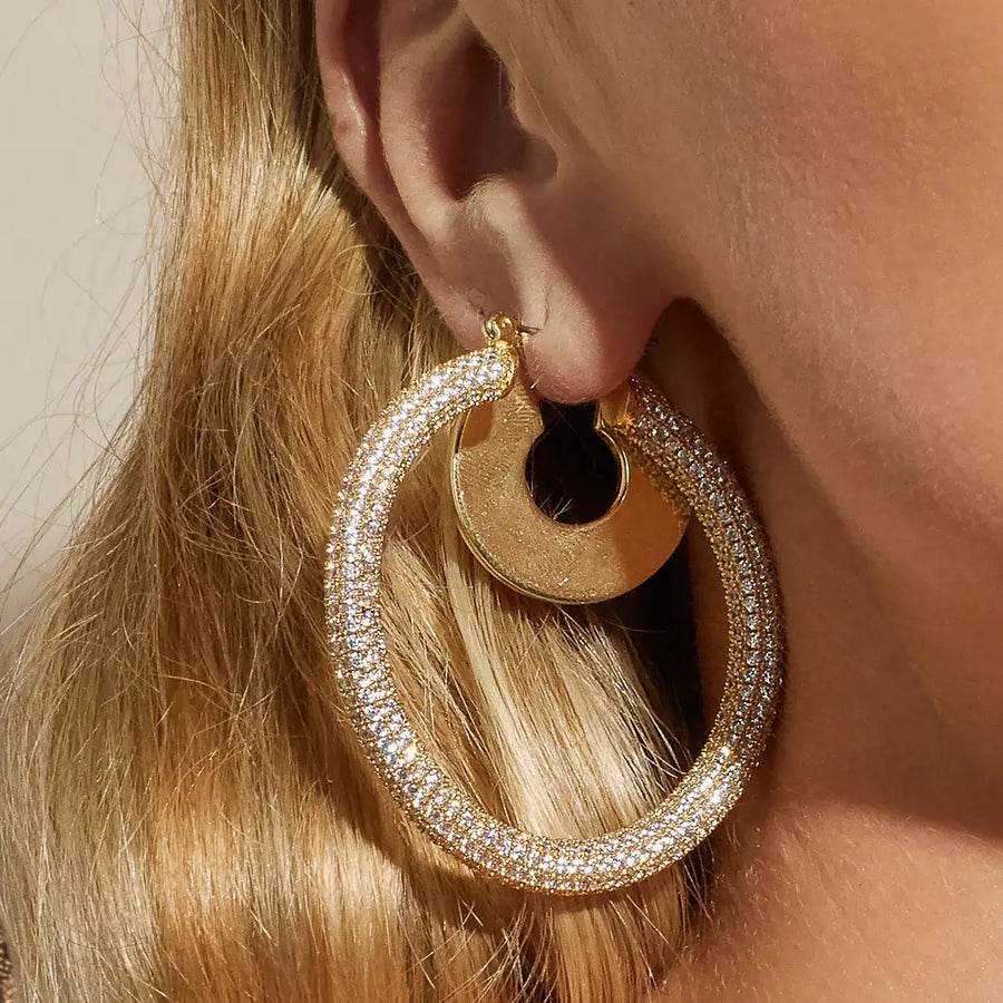 Pave Amalfi Hoops - Gold