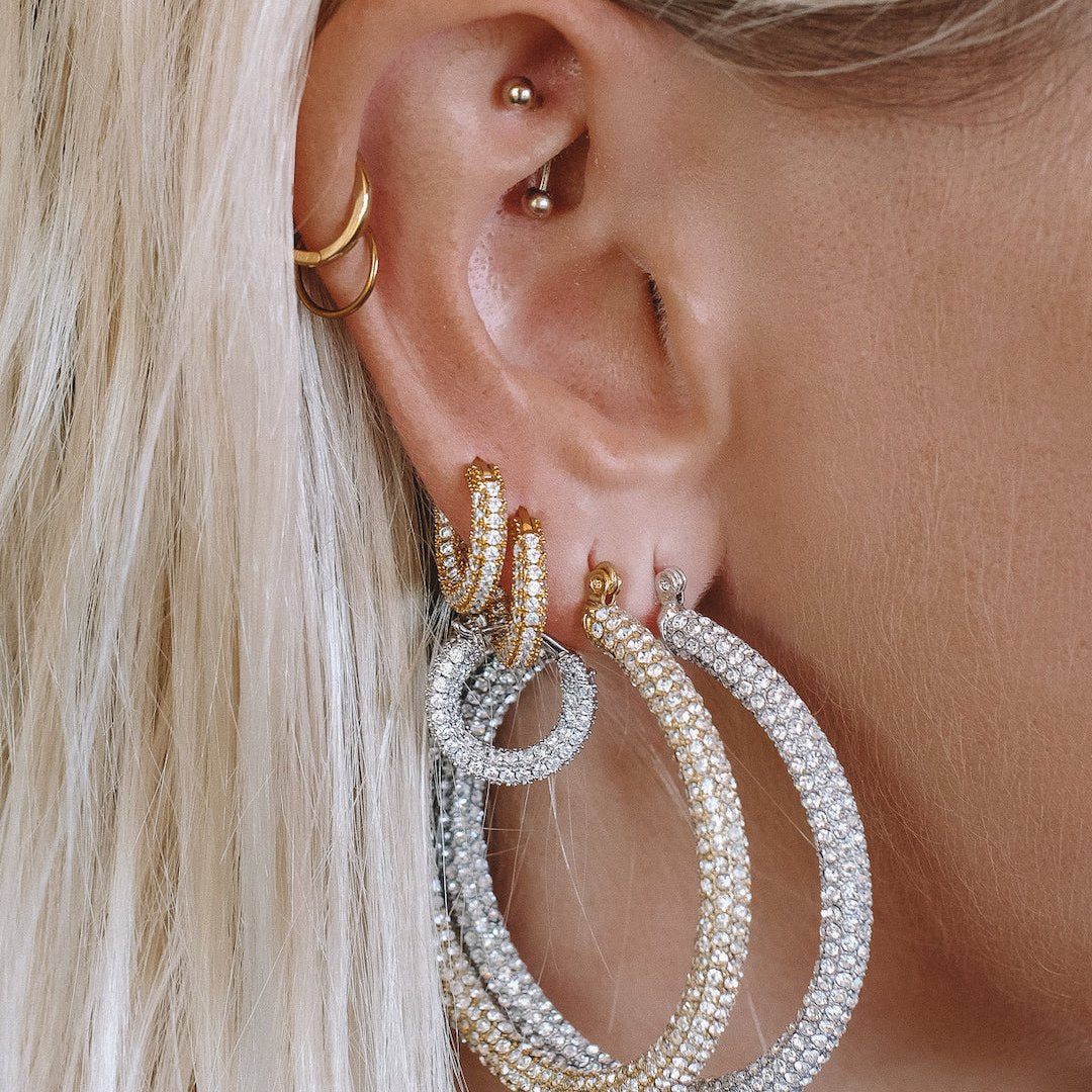 Sold Luv AJ pave baby amalfi hoops in silver