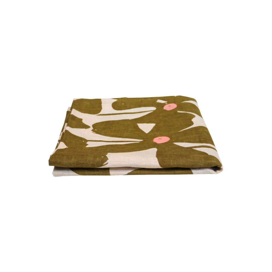 Olive Poppy Tablecloth