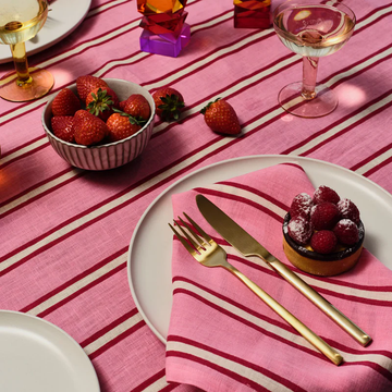 Raspberry Stripe Tablecloth