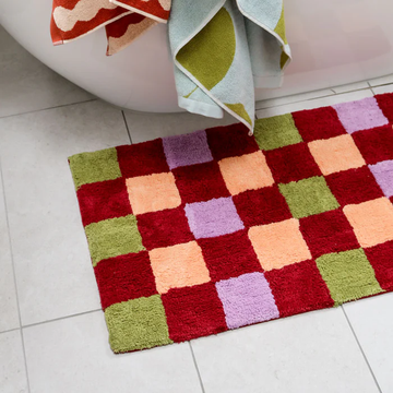 Winter Checkers Bath Mat