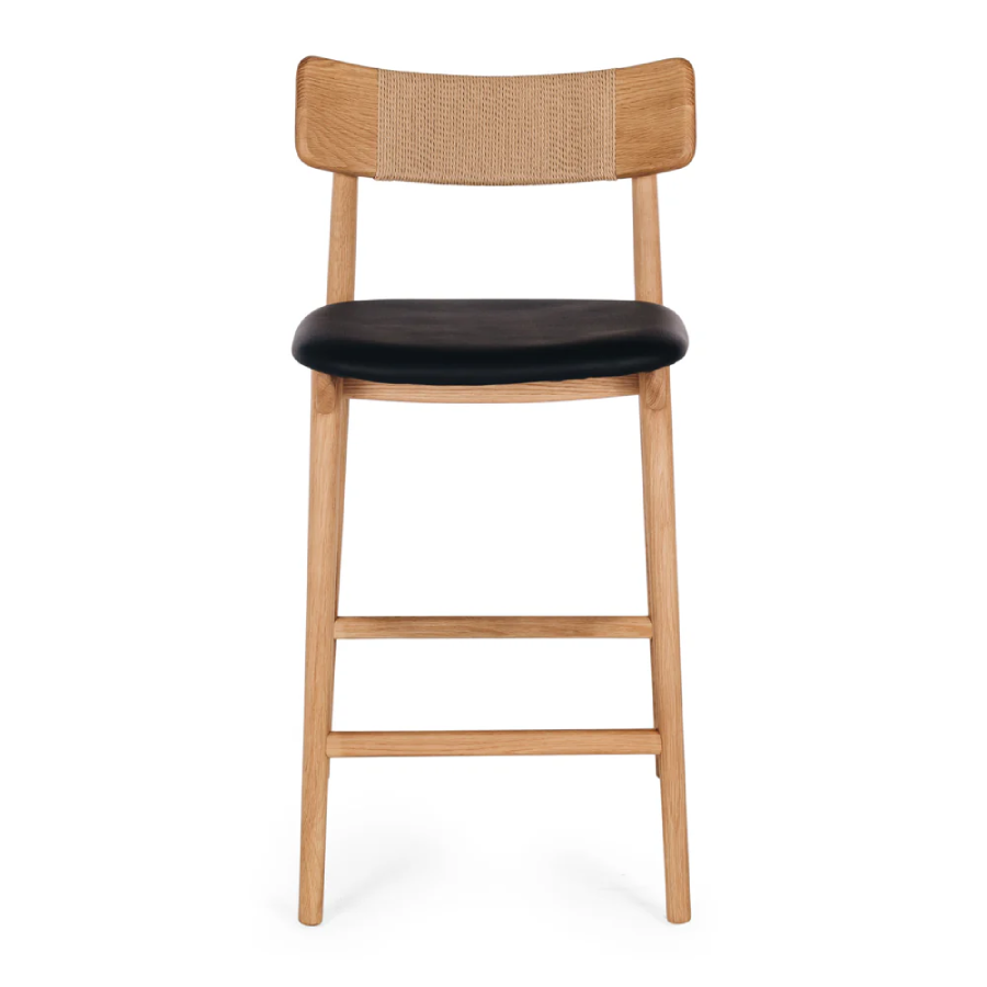 Niles Highback Barstool - Oak & Black