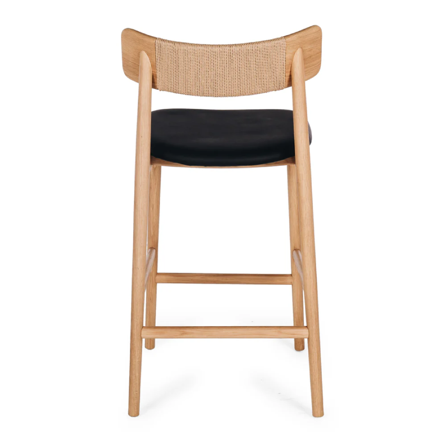 Niles Highback Barstool - Oak & Black