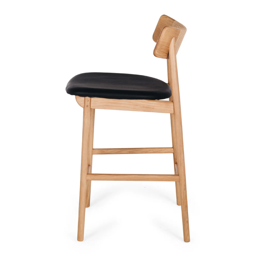 Niles Highback Barstool - Oak & Black