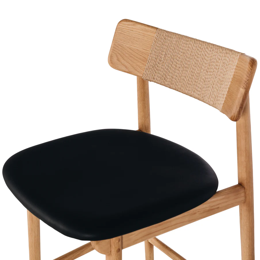 Niles Highback Barstool - Oak & Black