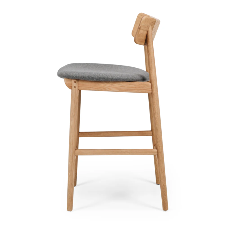 Niles Highback Barstool - Oak & Fabric