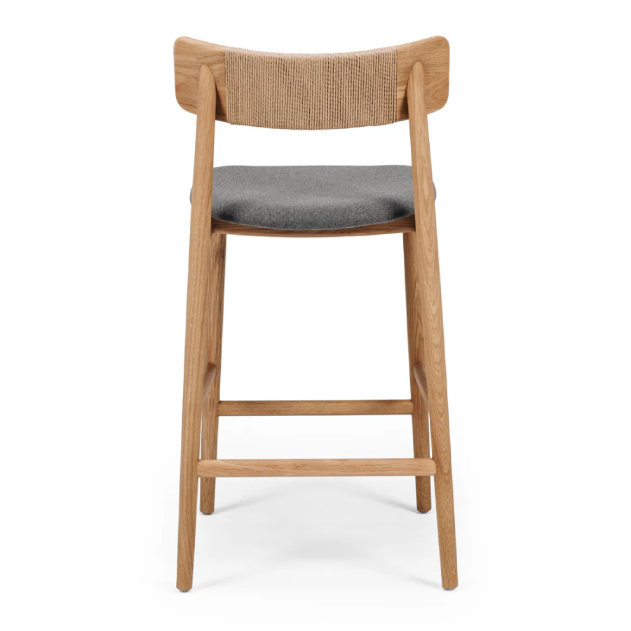 Niles Highback Barstool - Oak & Fabric