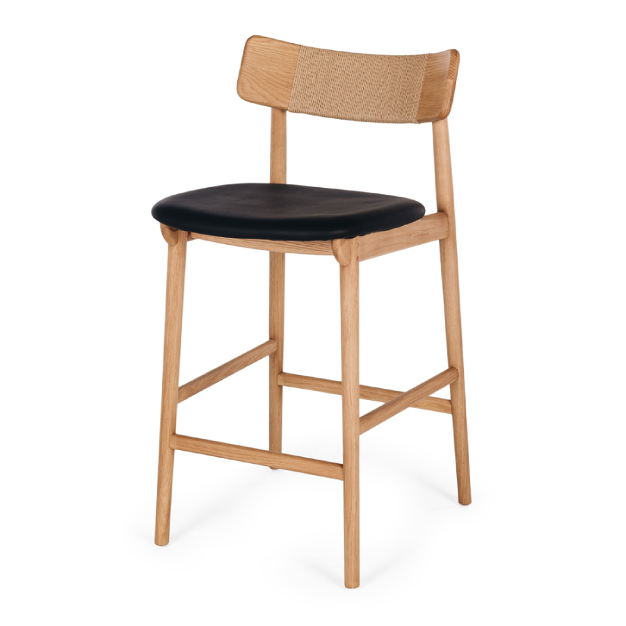 Niles Highback Barstool - Oak & Black