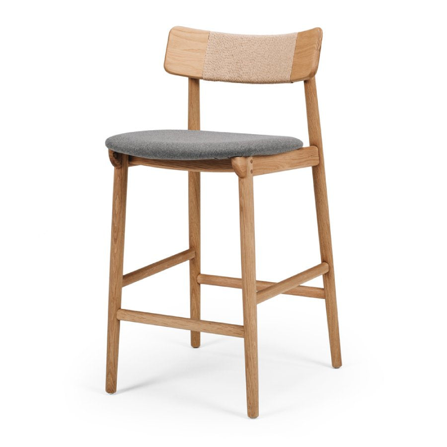 Niles Highback Barstool - Oak & Fabric