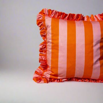 Penny Ruffle Cushion - Orange / Pink