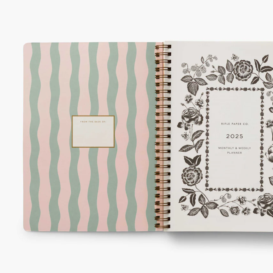 2025 12 Month Softcover Spiral Planner - Roses