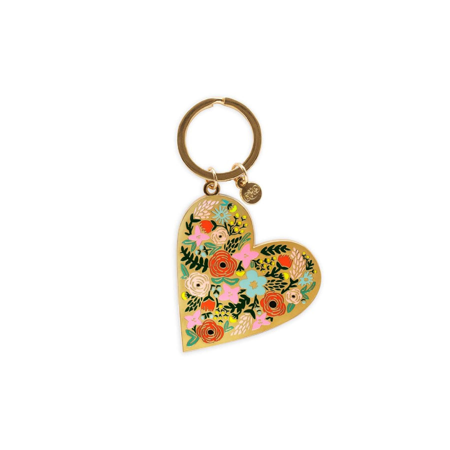 Enamel Keychain - Floral Heart