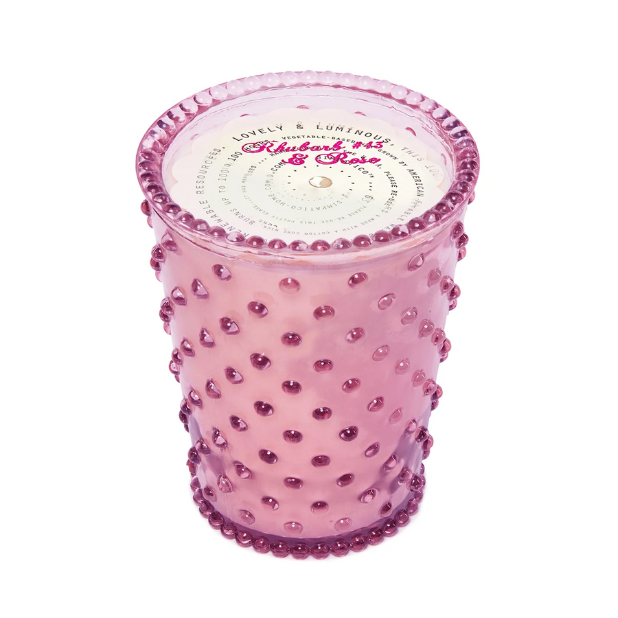 Hobnail Candle - Rhubarb and Rose