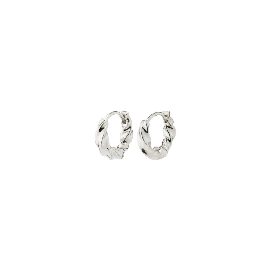 Taffy Swirl Hoop Earrings - Silver