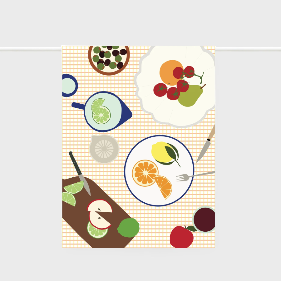 Tea Towel - Fruit on Plates