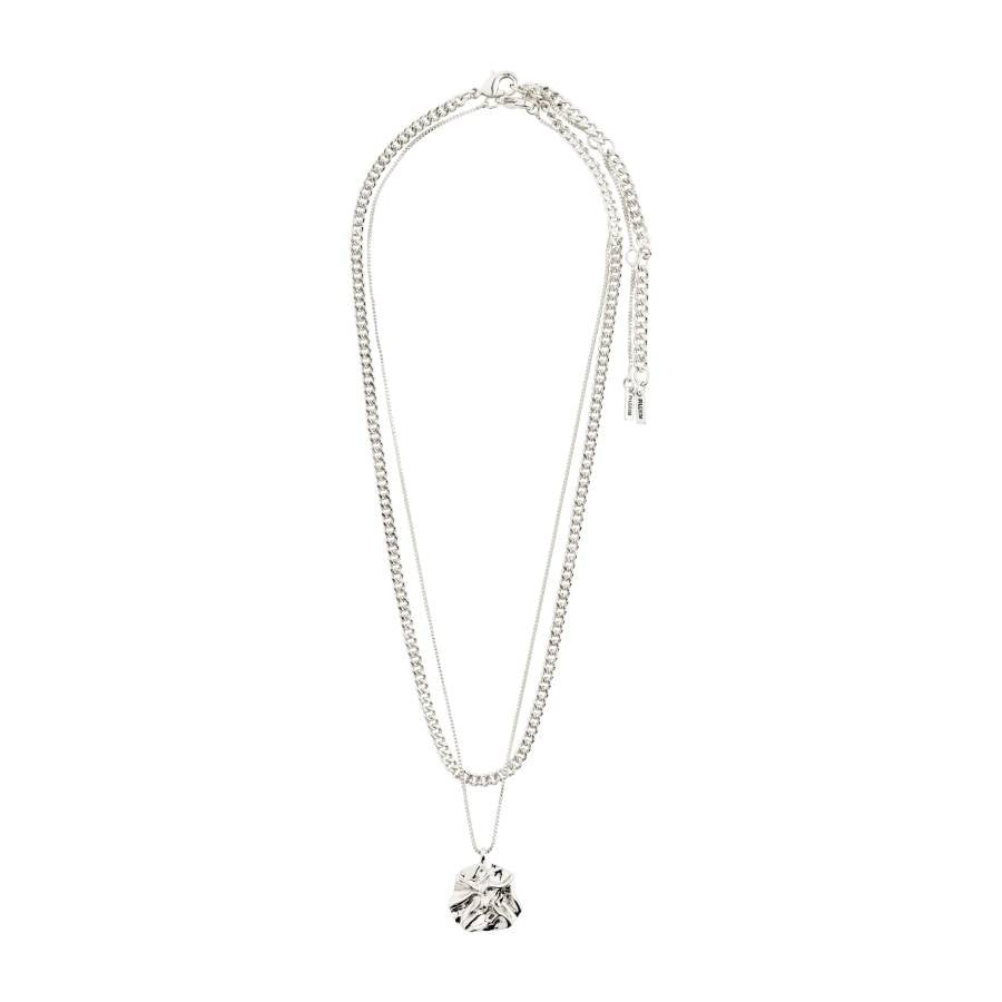 Willpower Curb Chain and Coin Necklace 2-In-1 Set - Silver