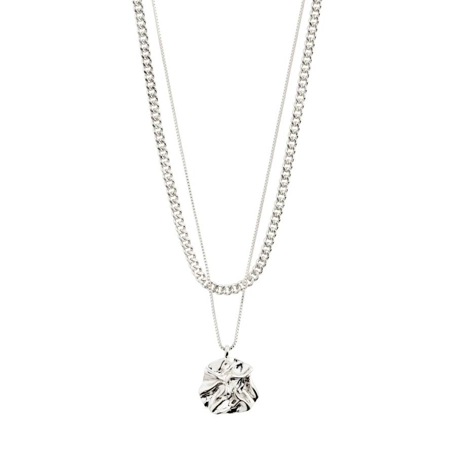 Willpower Curb Chain and Coin Necklace 2-In-1 Set - Silver