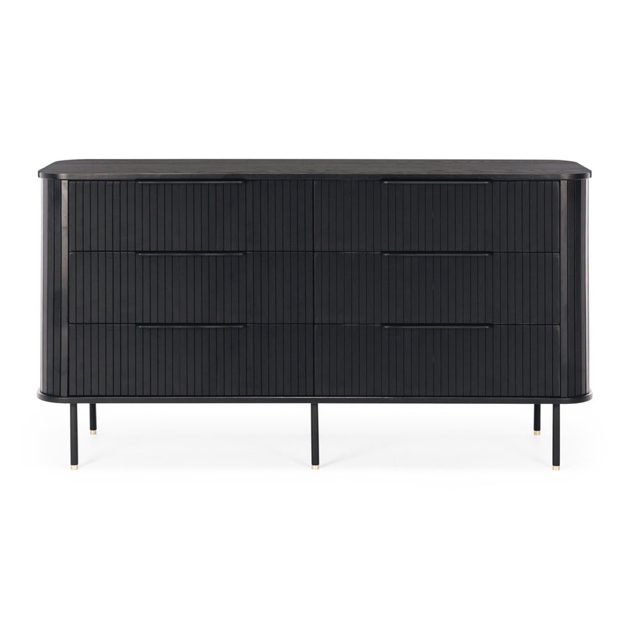 Awa 6 Drawer Dresser - Black Oak