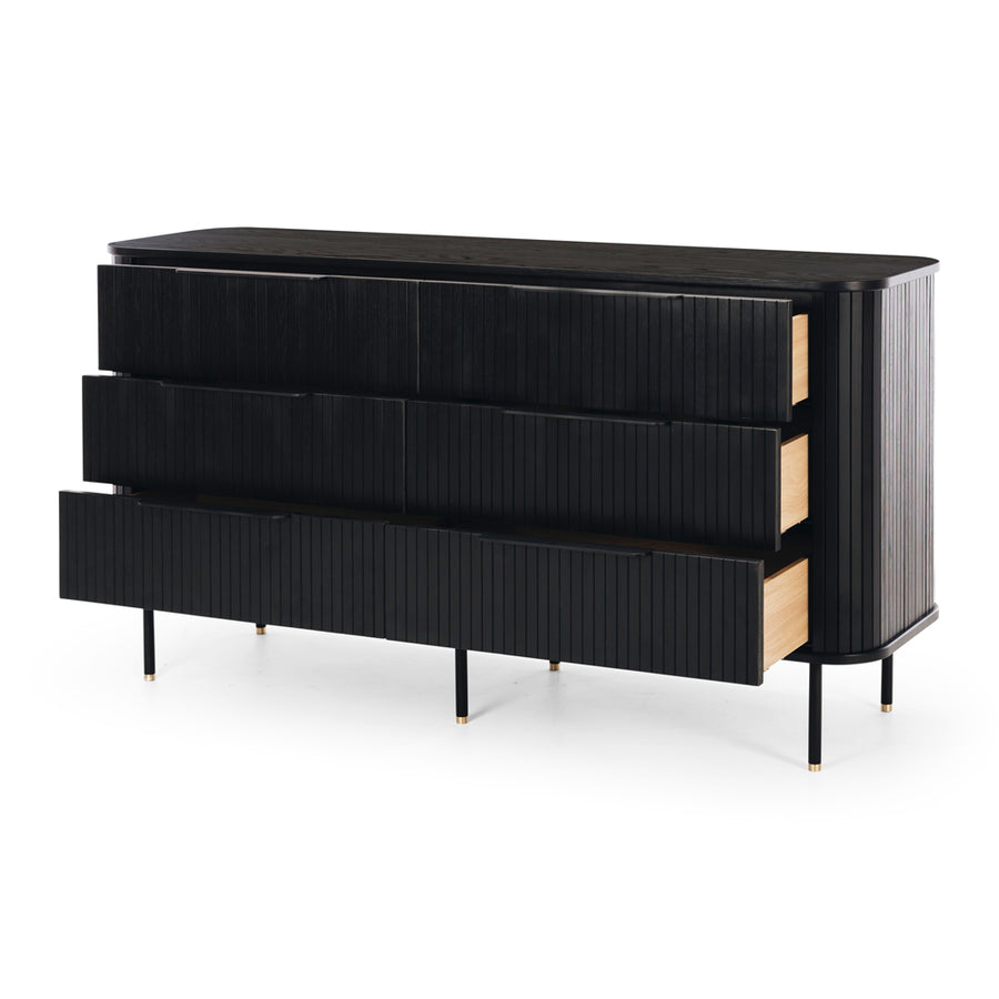 Awa 6 Drawer Dresser - Black Oak