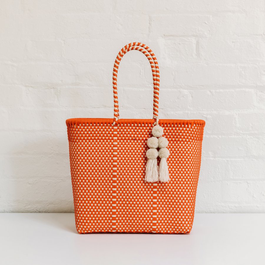 Medium Open Tote - Orange/Bone