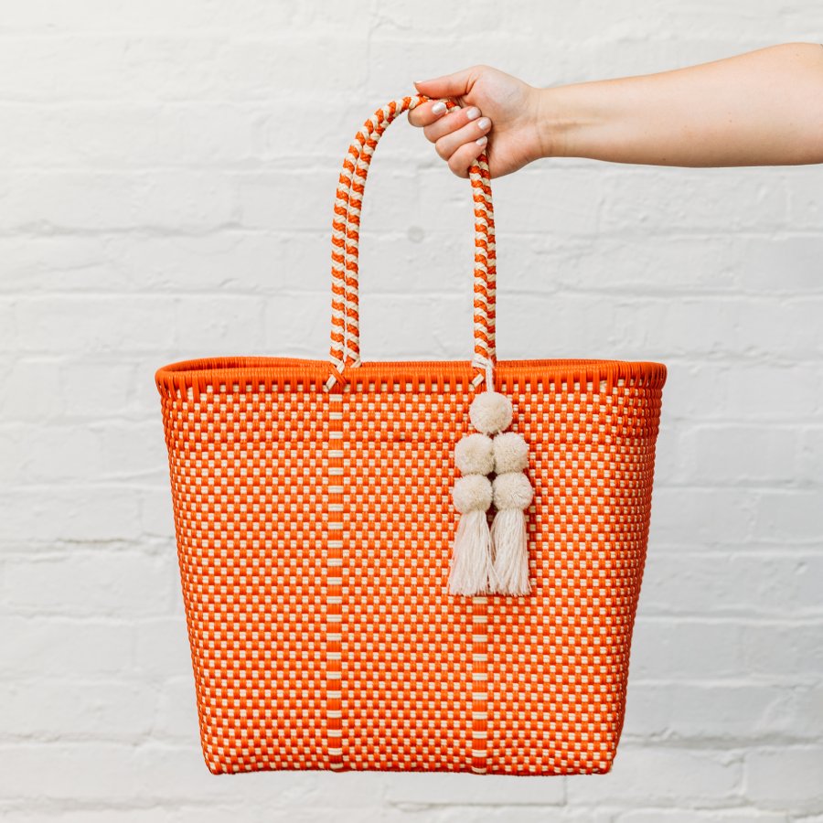 Medium Open Tote - Orange/Bone